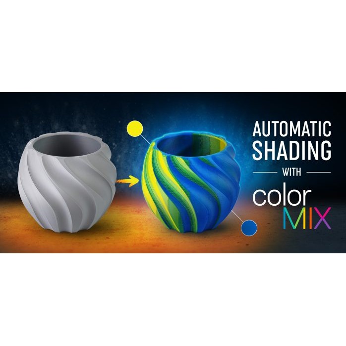 Prusa 3D printed model showing realistic studio lighting and shading effects using color gradients