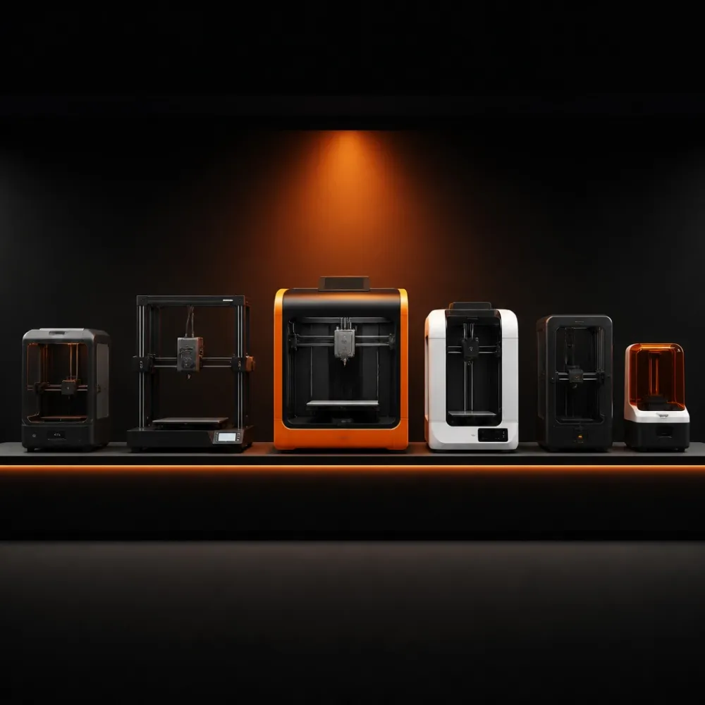 Comparison of different 3D printer brands and models on display