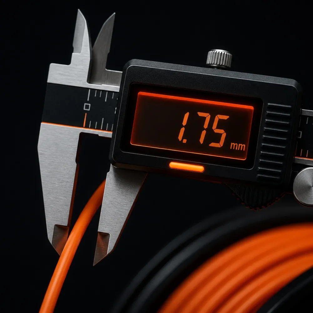 Precision measurement of 3D printer filament diameter tolerance