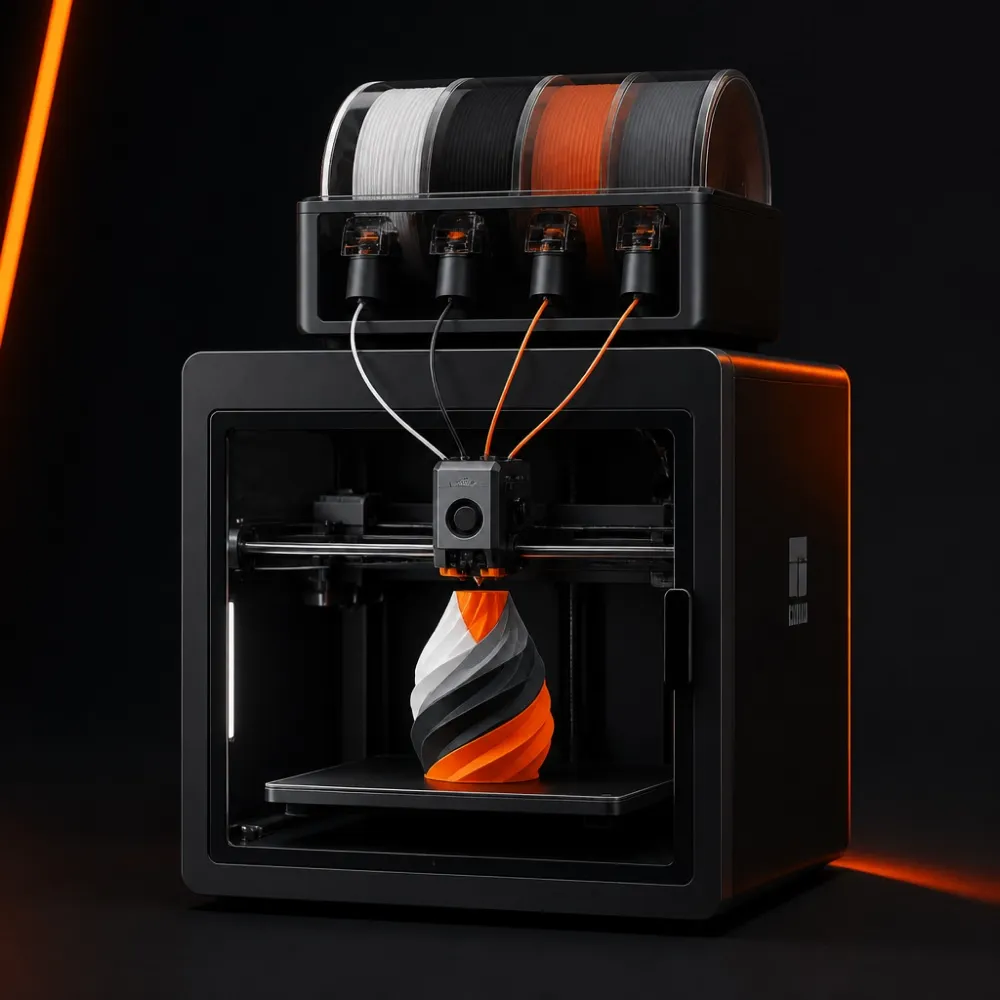 Multi-material 3D printer using AMS with colorful filament