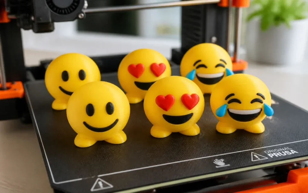 Alt Text: 3D printed emoji figurines from the ELEGOO x emoji collaboration