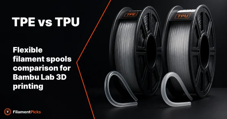 TPE vs TPU flexible filament spools comparison for Bambu Lab 3D printing