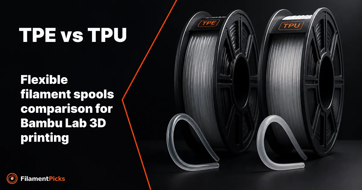 TPE vs TPU flexible filament spools comparison for Bambu Lab 3D printing
