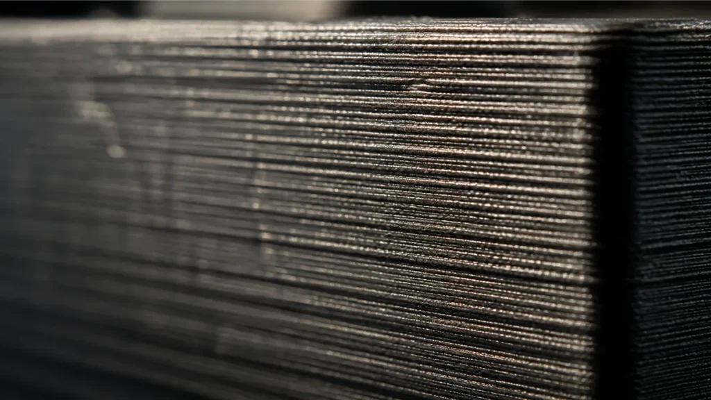 Macro of a dense polycarbonate print, highlighting the strength PC adds over PLA and PETG.