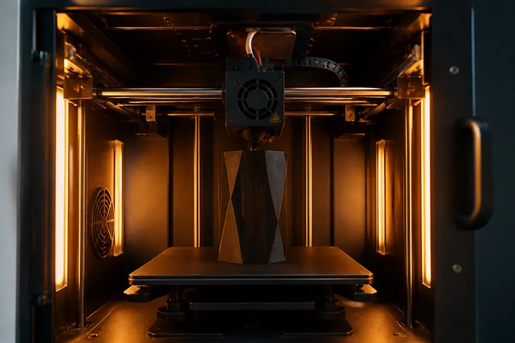 An enclosed printer chamber, the environment polycarbonate needs to print without warping.