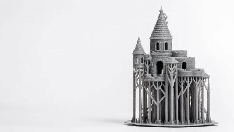 A 3D print with support structures — the setup behind our best support filament for Bambu Lab picks.