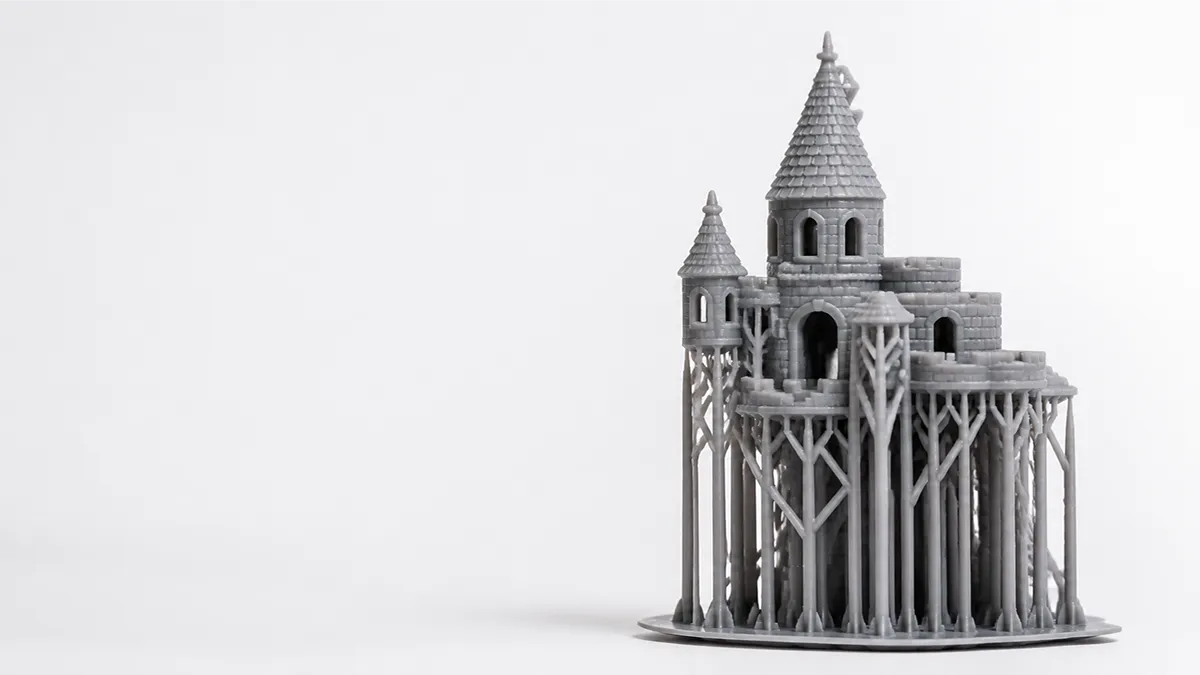 A 3D print with support structures — the setup behind our best support filament for Bambu Lab picks.